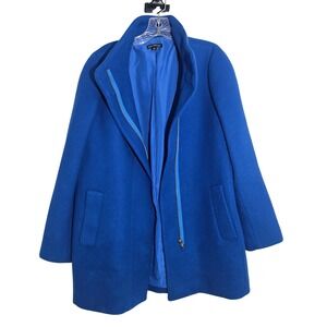 J.Crew Size 8 Mercantile City Coat Women Royal‎ Blue Wool Blend Zip Coat J6140
